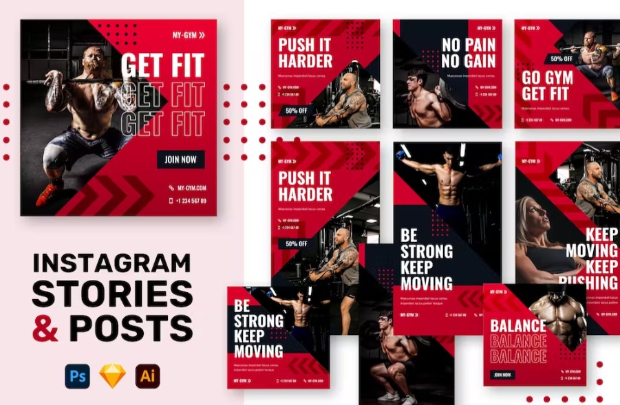 Free Gym Instagram Stories Template Download