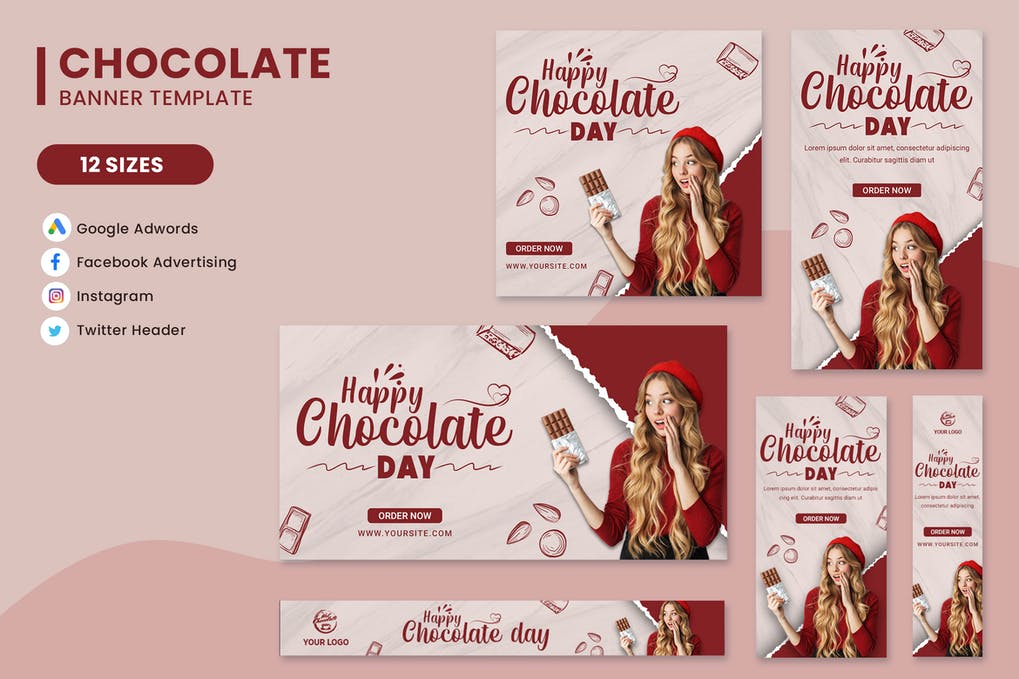 Free Happy Chocolate Day Sale Banner Ads Set Template Download