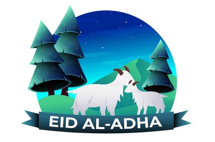 Free Happy Eid Al Adha Greeting Illustration Template Download