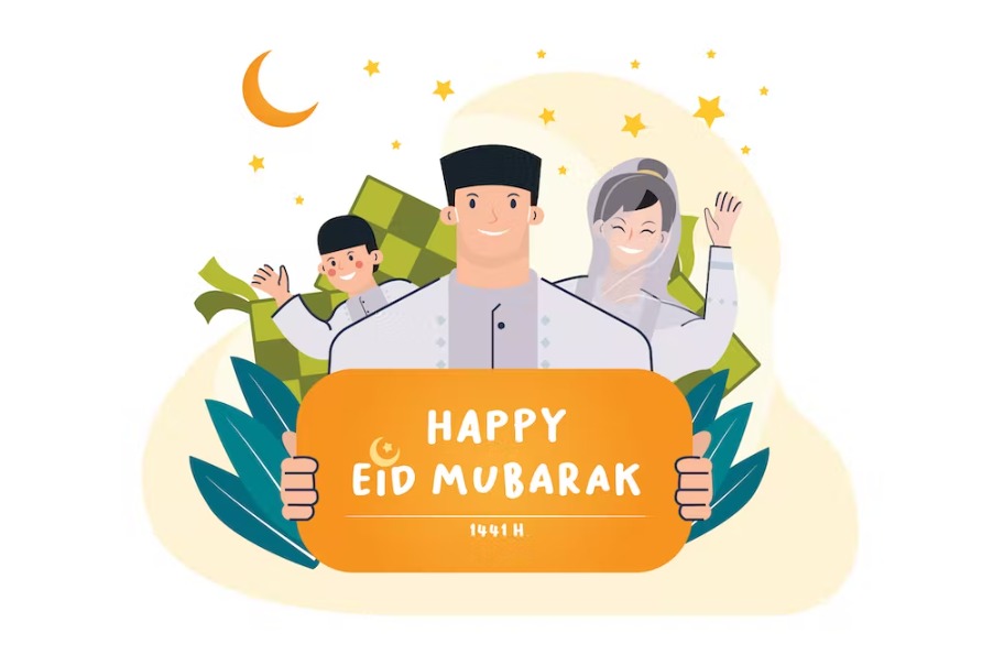 Free Happy Eid Mubarak Illustration Template Download