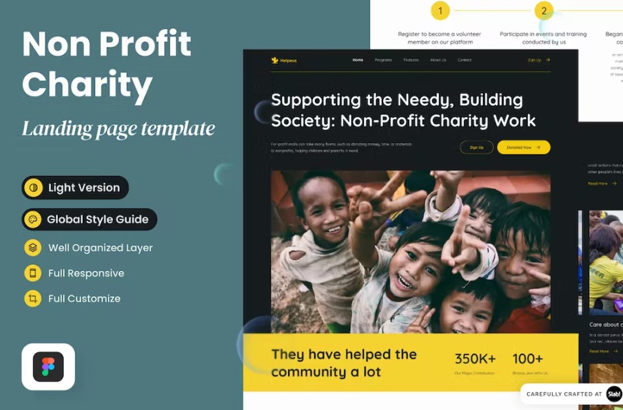 Free Helpeus Non Profit Charity Landing Page Template Download