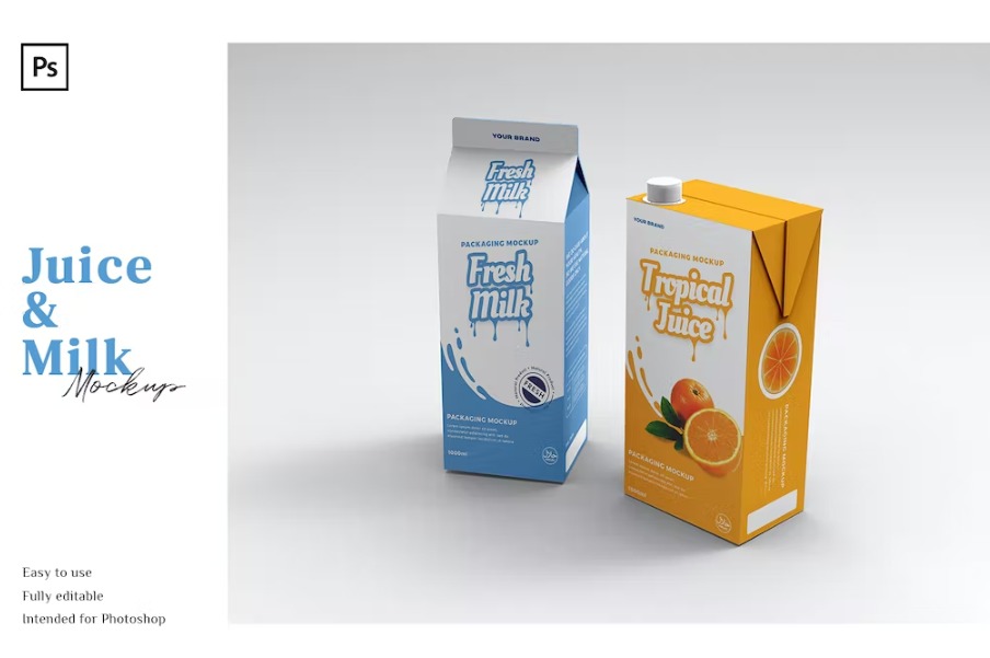 Free Juice and Milk Mockup Template Download