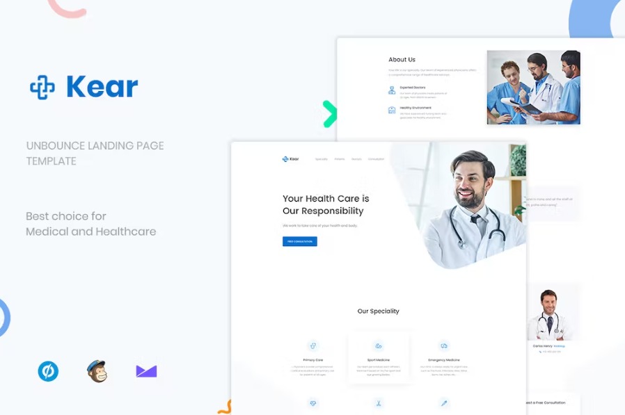 Free Kear Medical & Healthcare Unbounce Landing Page Template Download