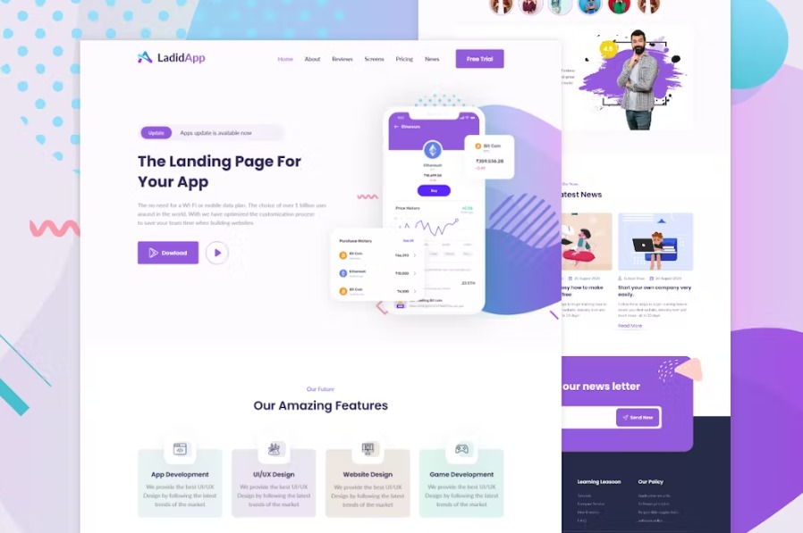 Free LadidApp App Unbounce Landing Page Template Download