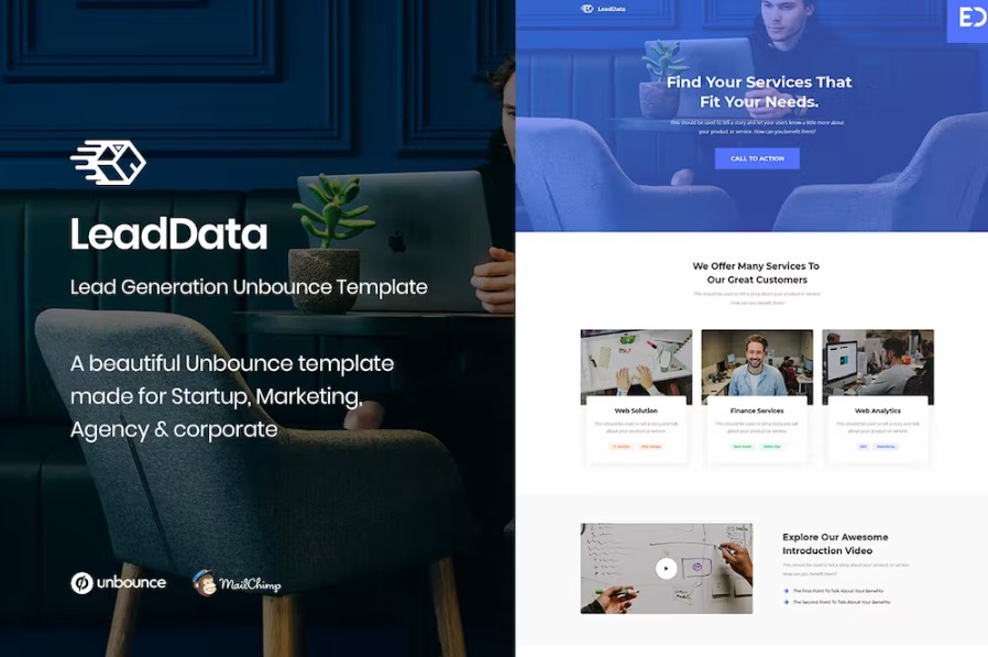 Free LeadData Lead Generation Unbounce Landing Page Template Download