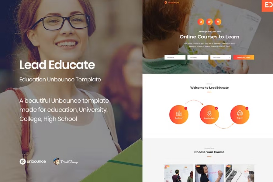 Free LeadEducate Education Unbounce Landing Page Template Download