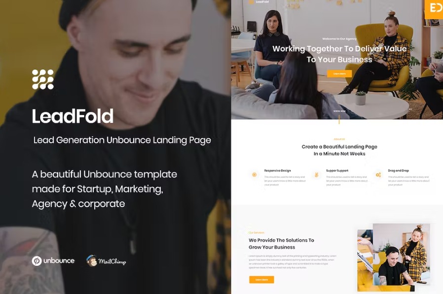 Free LeadFold Lead Generation Unbounce Landing Page Template Download