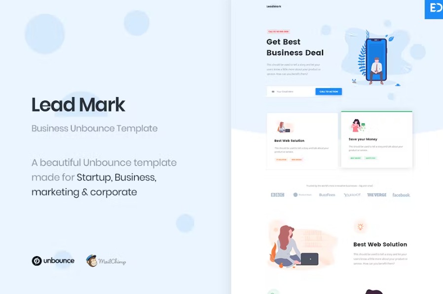 Free LeadMark Lead Generation Unbounce Landing Page Template Download