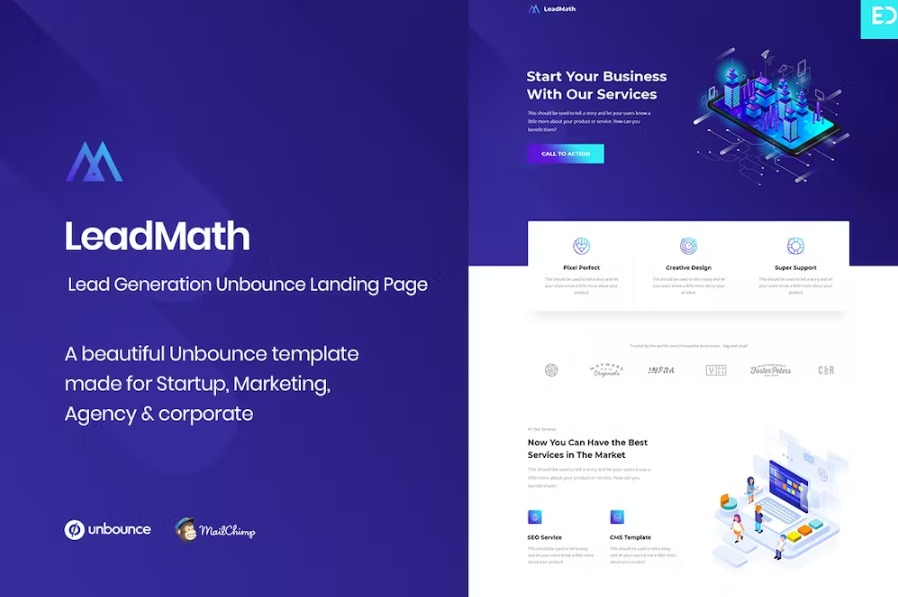 Free LeadMath Lead Generation Unbounce Landing Page