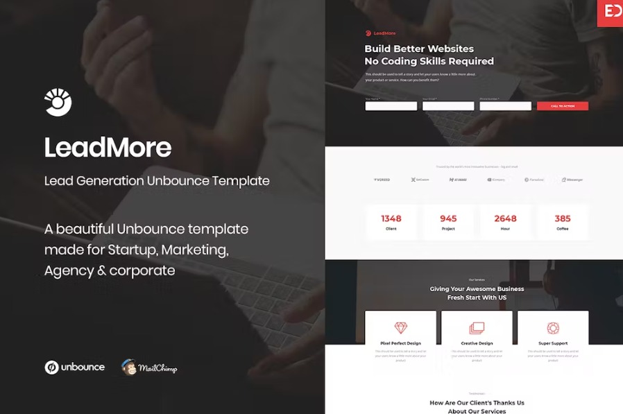 Free LeadMore Lead Generation Unbounce Landing Page Template Download