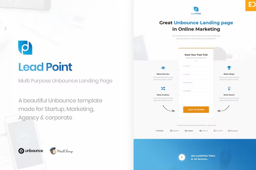 Free LeadPoint Lead Generation Unbounce Landing Page Template Download