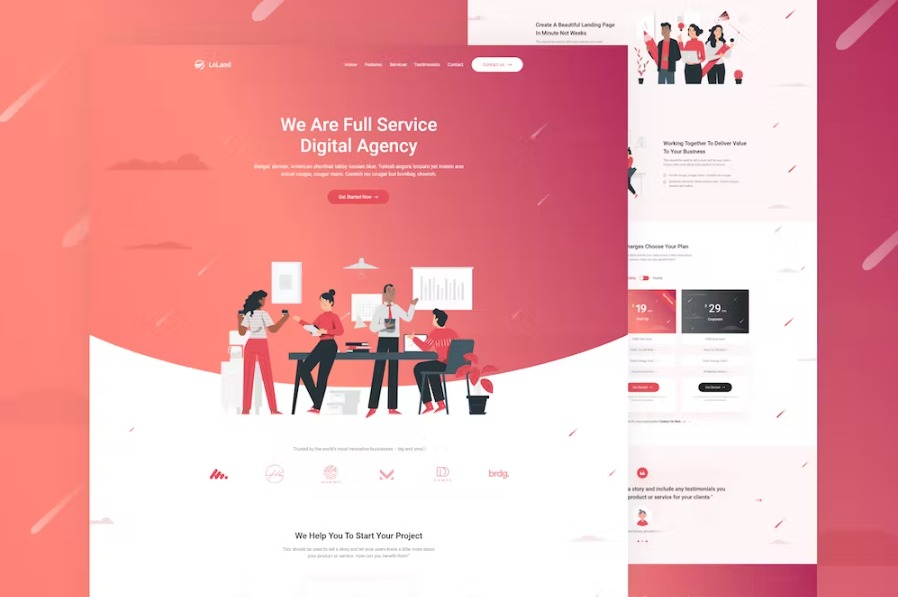 Free LeLand Isometric Business Unbounce Landing Page Template Download