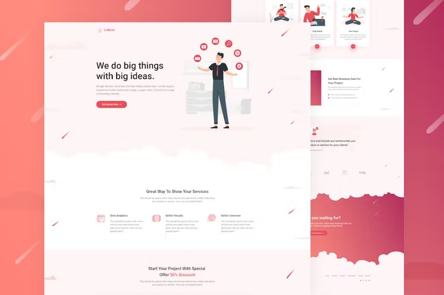 Free LeNoto Isometric Business Unbounce Landing Page Template Download