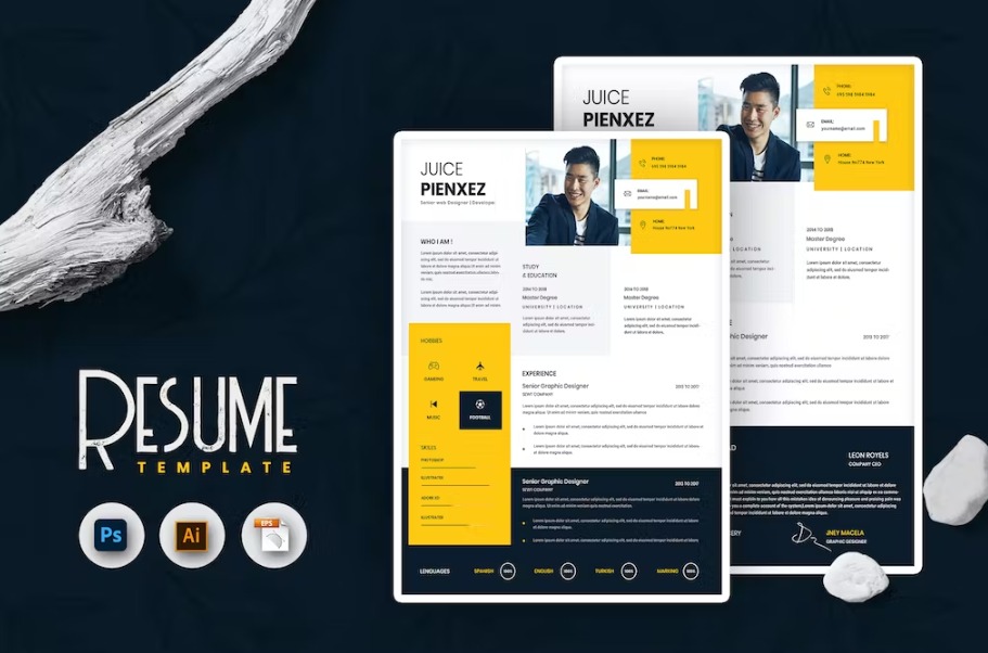 Free Less Creative Resume & CV Template Download