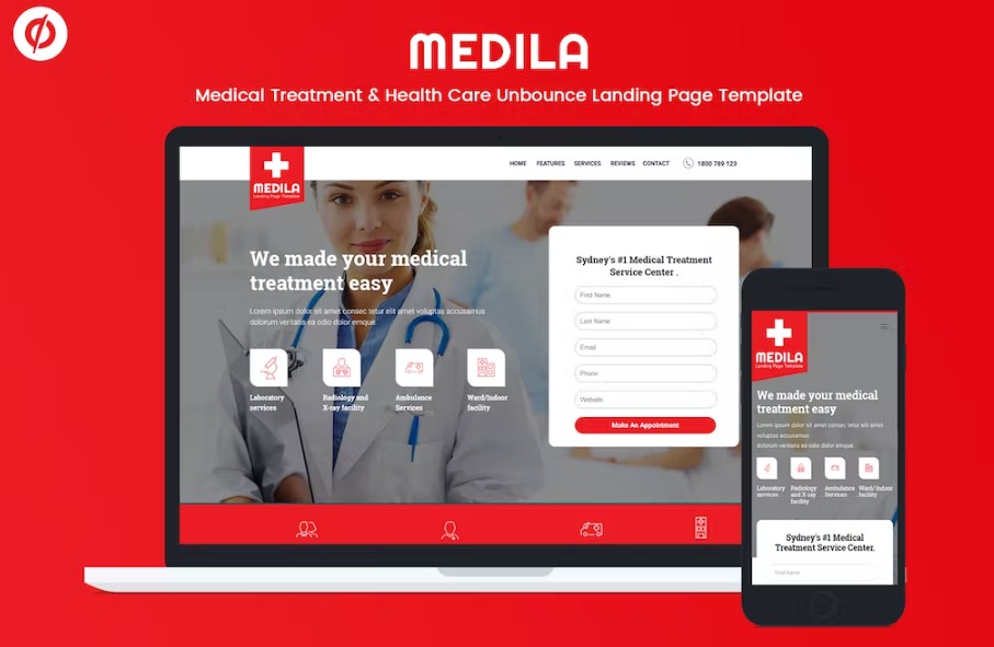 Free Medila Medical & Health Care Unbounce Landing Page Template Download