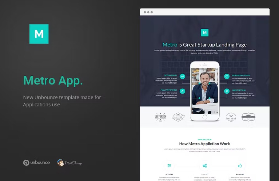 Free Metro App Unbounce Landing Page Template Download