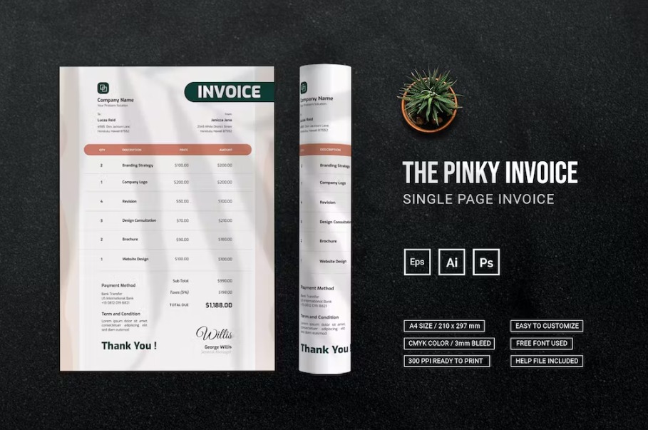 Free Pinky Invoice Template Download