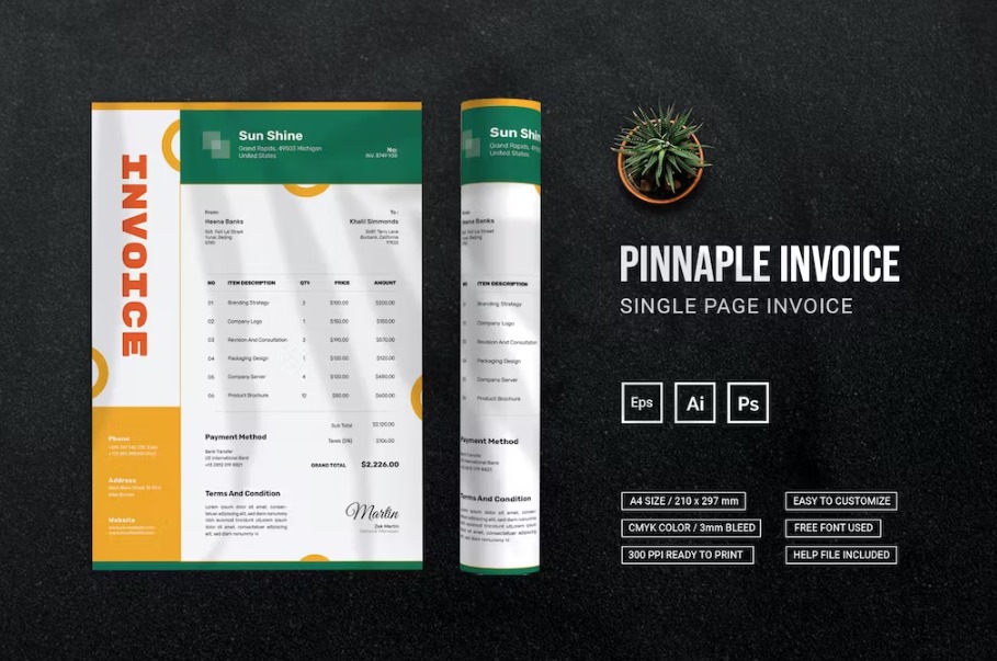 Free Pinnaple Invoice Template Download