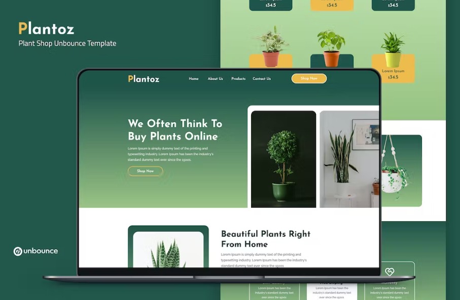 Free Plantoz Plant Shop Unbounce Landing Page Template Download