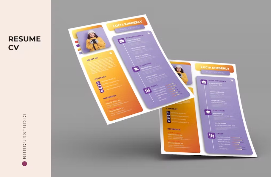 Free Purple Creative Resume Template Download