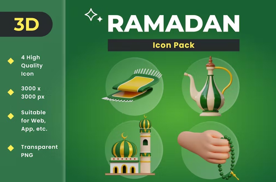 Free Ramadan 3D illustration Template Download