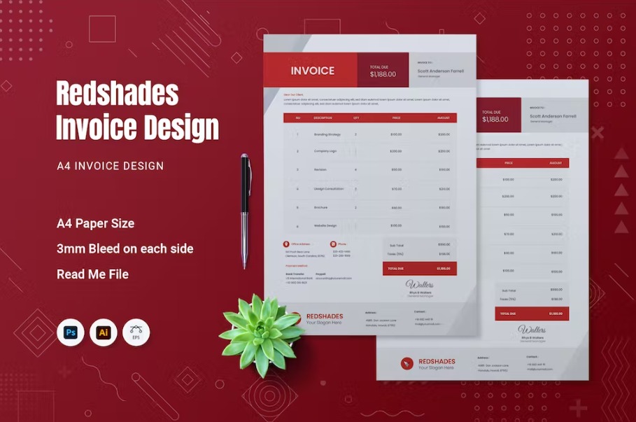 Free Redshades Invoice Template Download