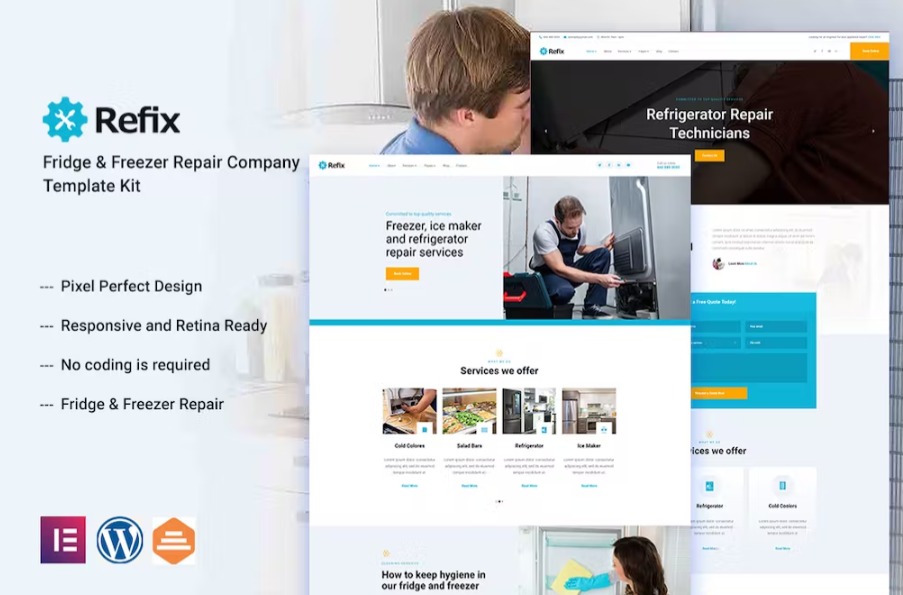 Free Refix Appliance Repair Company Elementor Template Kit Download