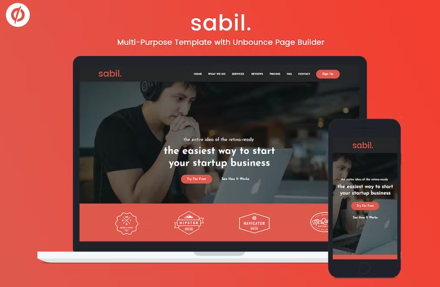 Free Sabil MultiPurpose Unbounce Landing Page Template Download