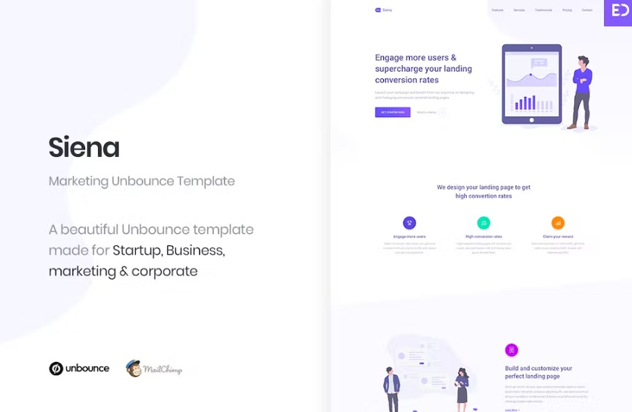 Free Siena Marketing Unbounce Landing Page Template Download