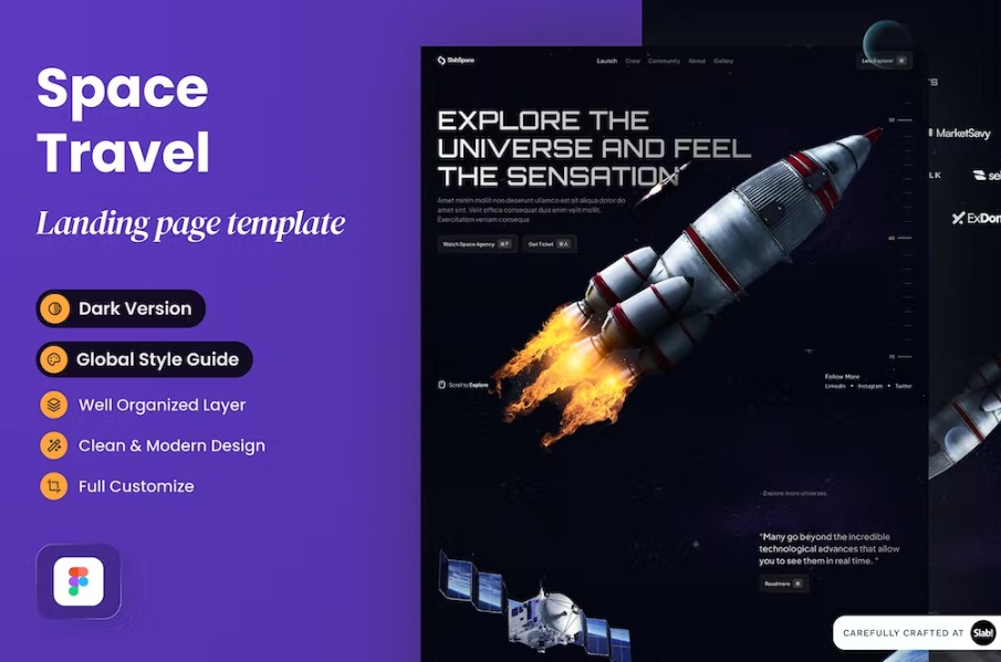 Free Slabspace Space Travel Landing Page Template Download