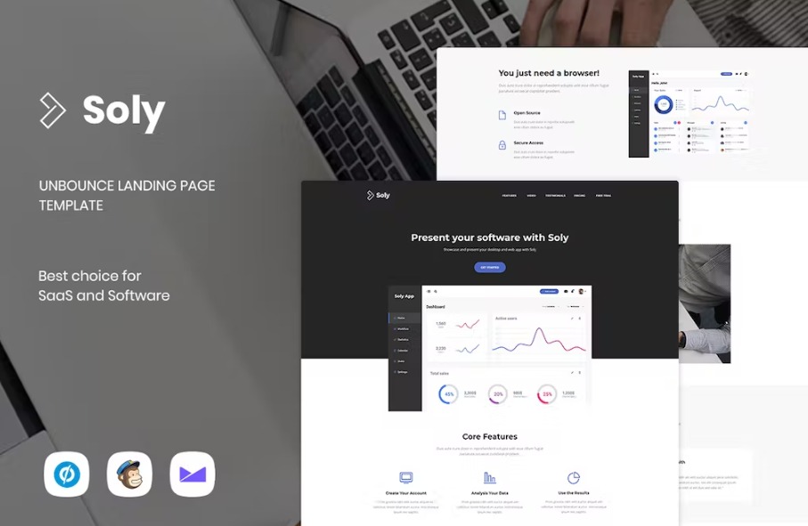 Free Soly SaaS & Software Unbounce Landing Page Template Download