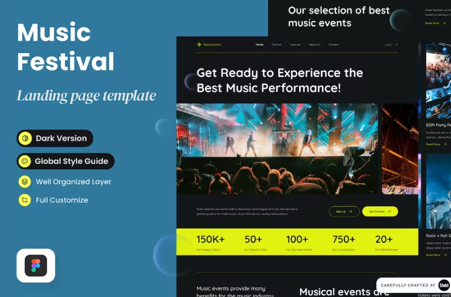 Free Starmusics Music Festival Landing Page Template Download