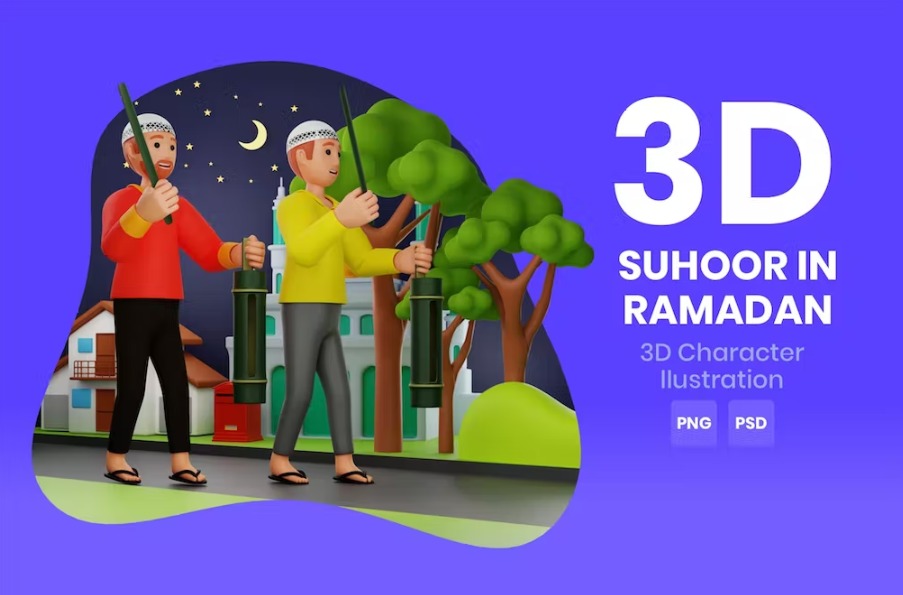 Free Suhoor In Ramadan 3D Character Illustration Download