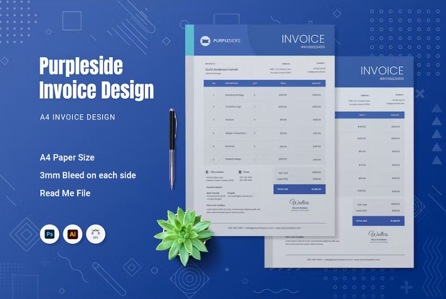 Free The Purpleside Invoice Template Download