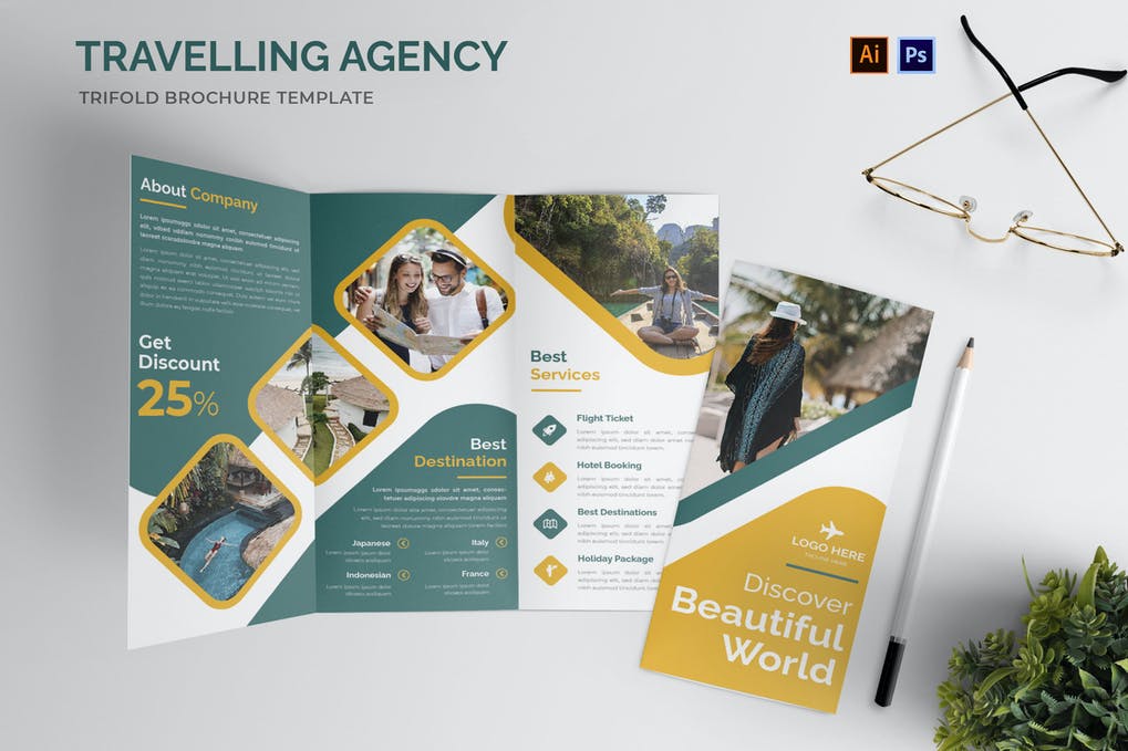 Free Traveling Agency Trifold Brochure Template Download