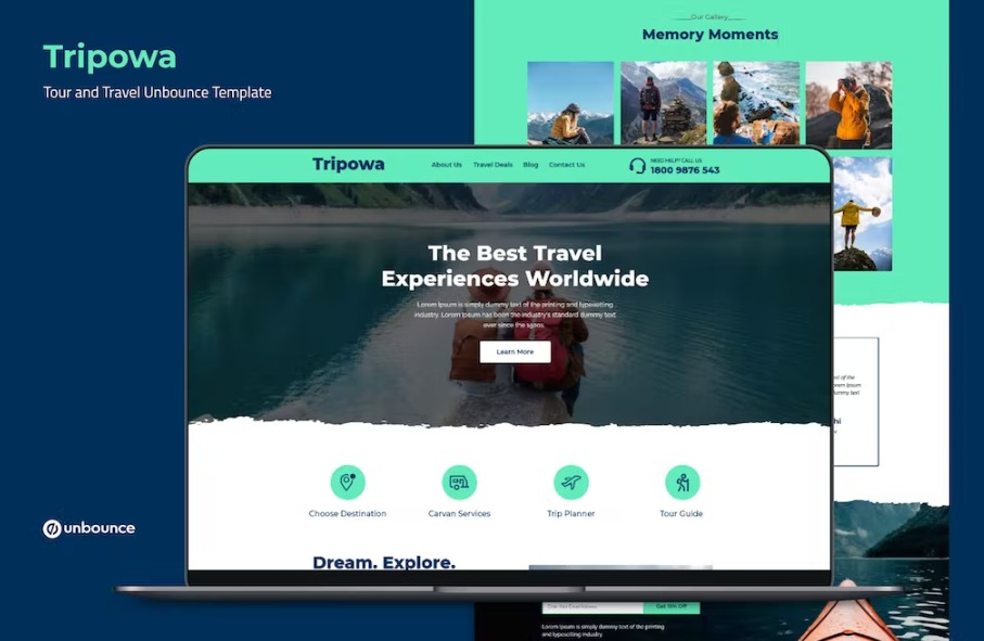 Free Tripowa Tour and Travel Unbounce Landing Page Template Download