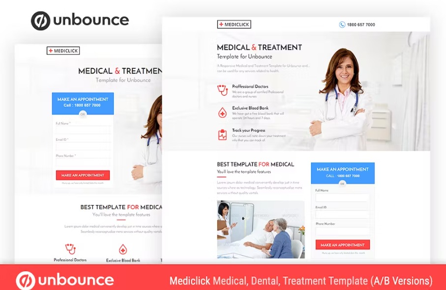 Free Mediclick Unbounce Medical Landing Page Template Download