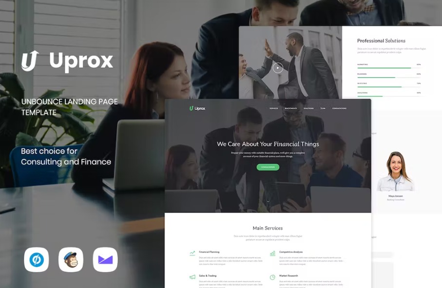 Free Uprox Consulting & Finance Unbounce Landing Page Template Download