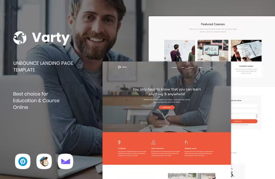 Free Varty Education & Course Unbounce Landing Page Template Download