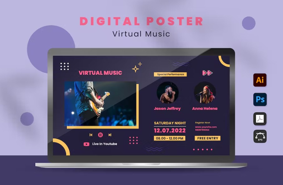 Free Virtual Concert Digital Poster Template Download