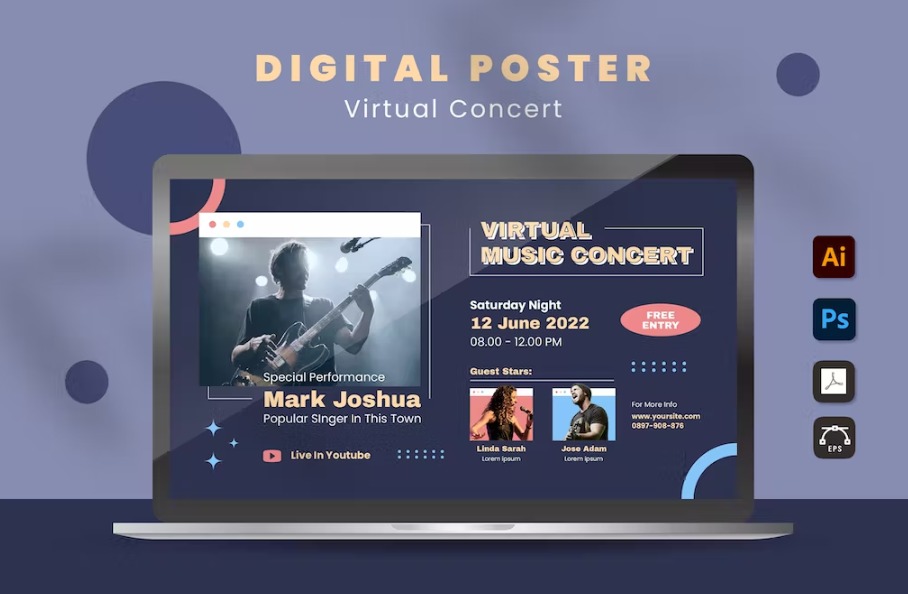 Free Virtual Concert Digital Poster Template Download