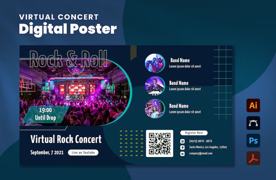 Free Virtual Concert Digital Poster Template Download