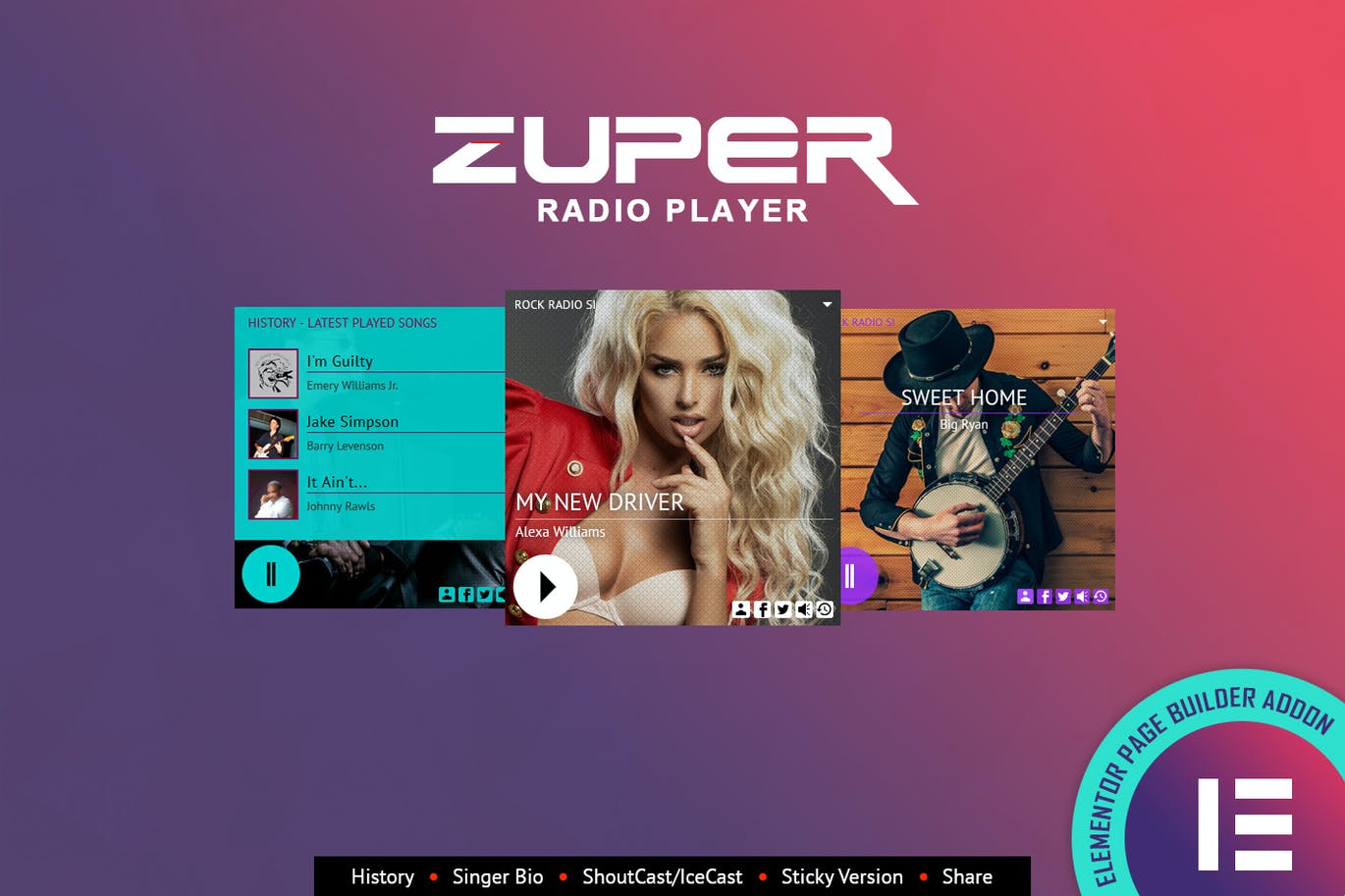 Free Zuper Shoutcast Icecast Radio Player For Elementor Plugin Download