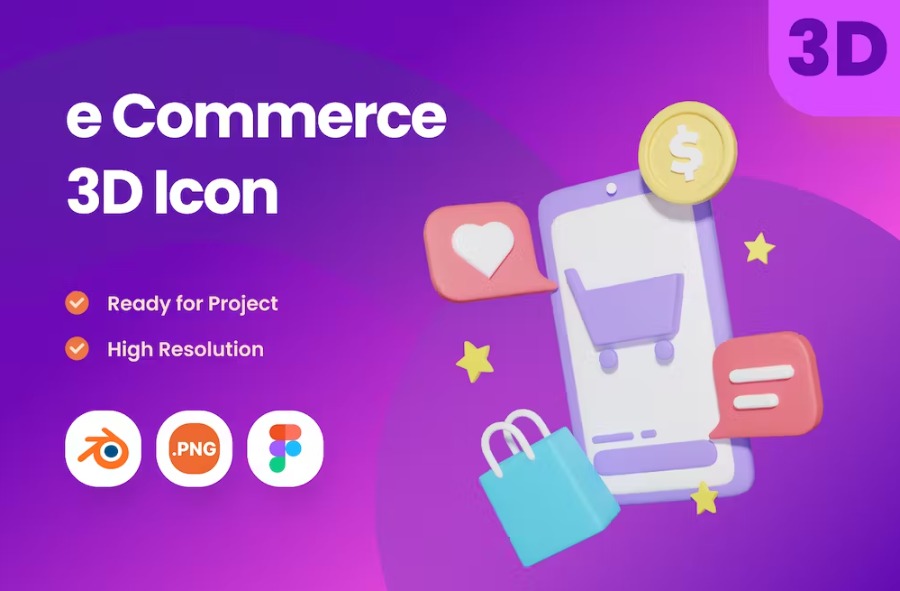 Free 3D Ecommerce Icon Illustration Download