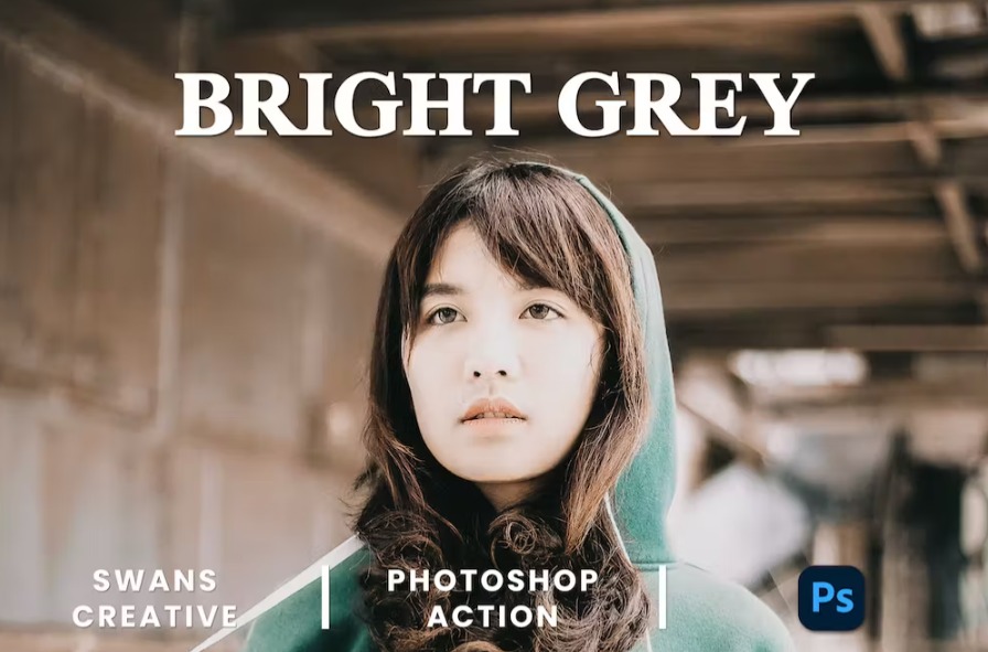 Free Bright Grey Photoshop Action Download