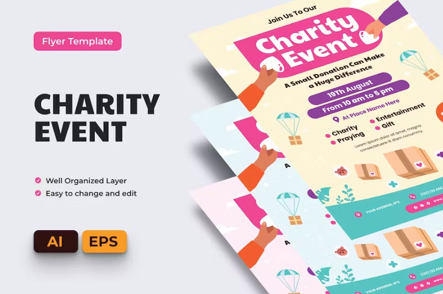 Free Charity Event Flyer Ai & EPS Template Download