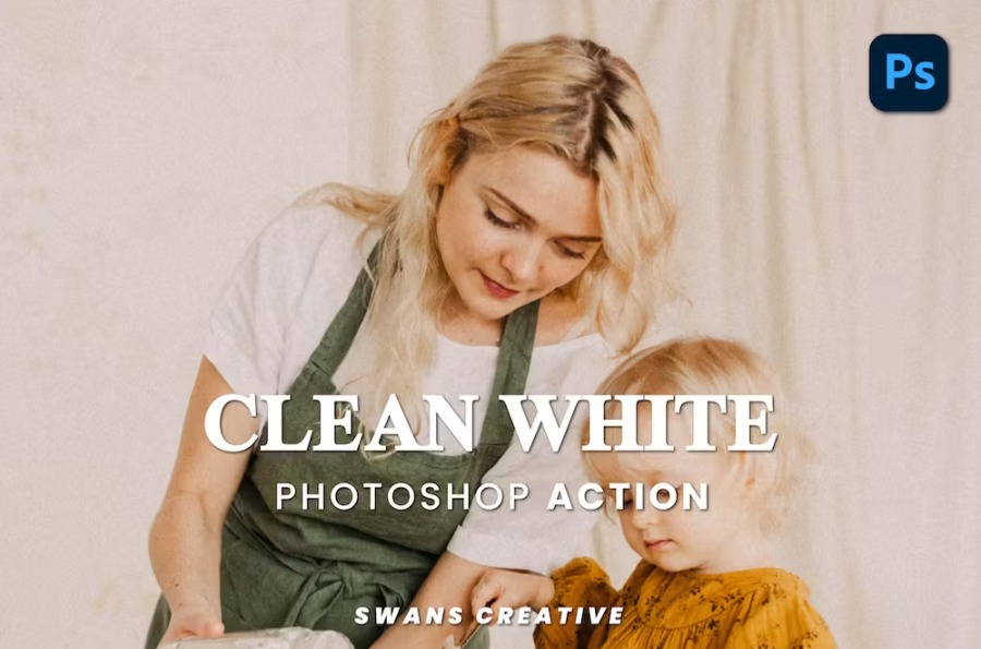 Free Clean White Photoshop Action Download