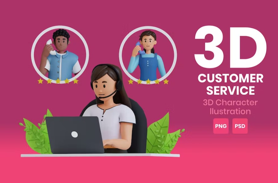 Customer Service 3D Character Illustration Vol.02