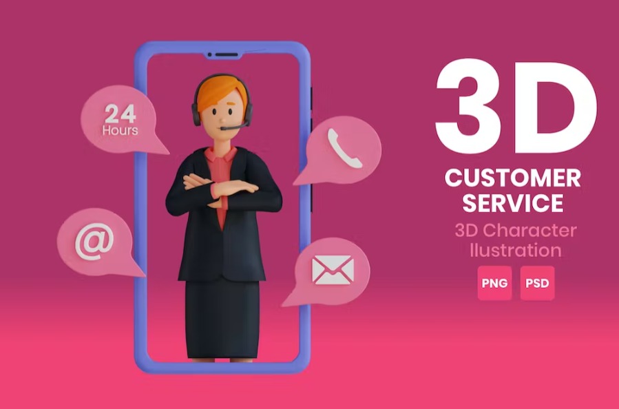 Customer Service 3D Character Illustration Vol.03