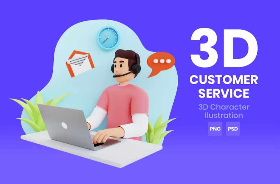 Customer Service 3D Character Illustration Vol.04